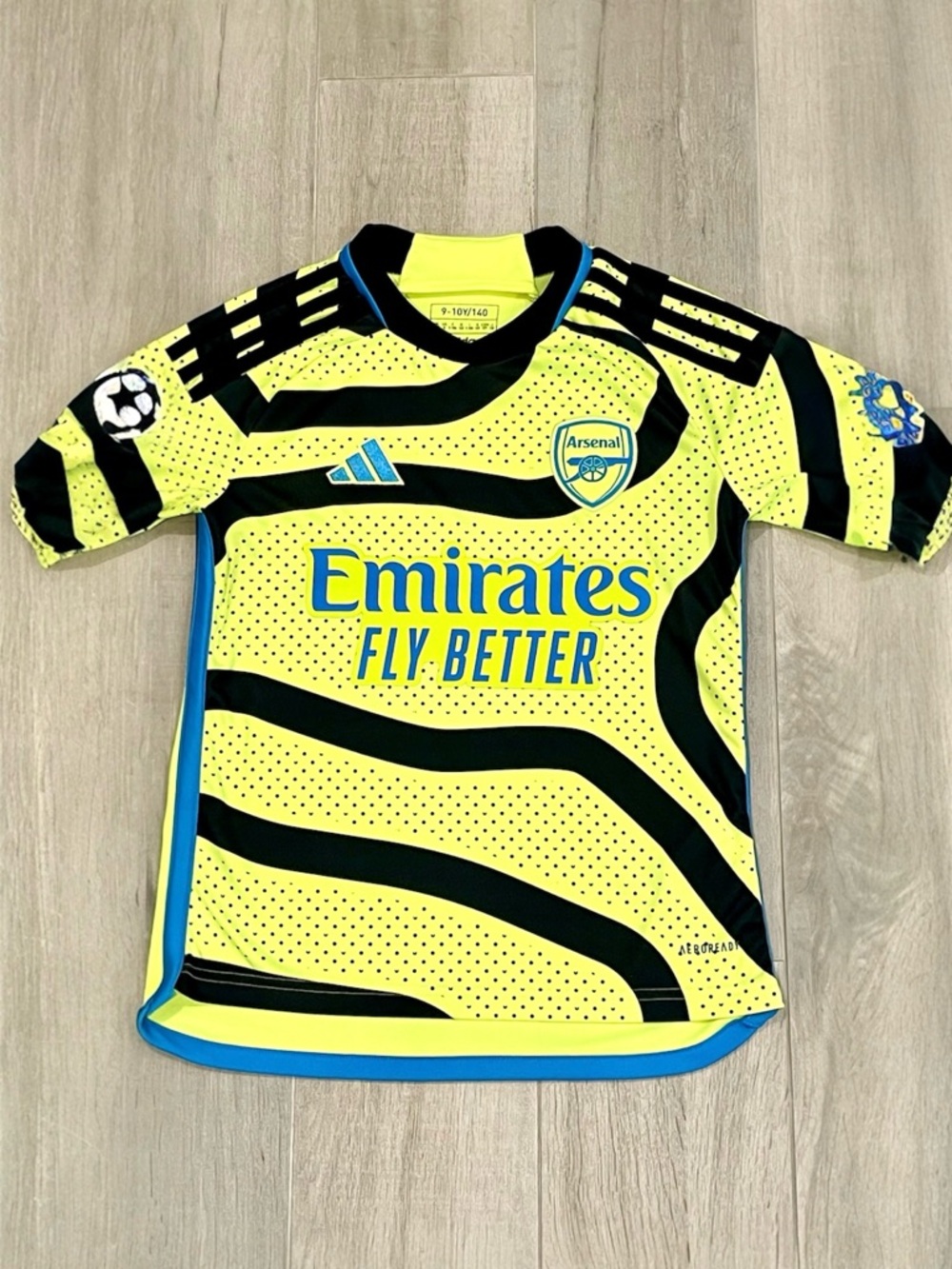 Adidas Arsenal Jersey Neon Yellow Emirates Fly Better Youth 9-10Y 140 Soccer